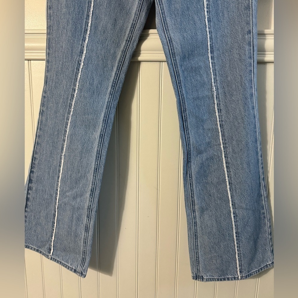 PACSUN Eco Medium Blue Frayed High Waisted Bootcut Jeans NWT Size 27 - Picture 7 of 11